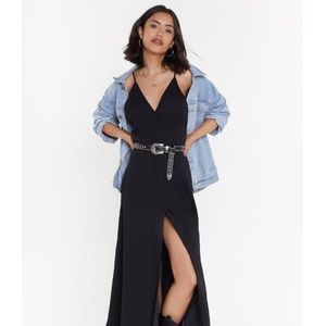 NWT - Don't Take Any Slit Button-Down Maxi Dress